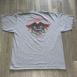 Vintage Harley Davidson Erie Pennsylvania Tee Gray XL Eagle American Flag Dragon